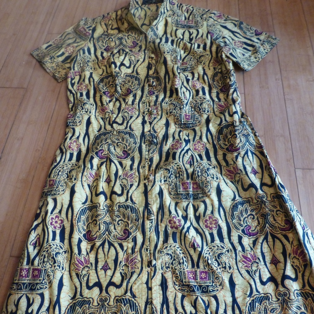 summer yellow blck fitted batik dress 10